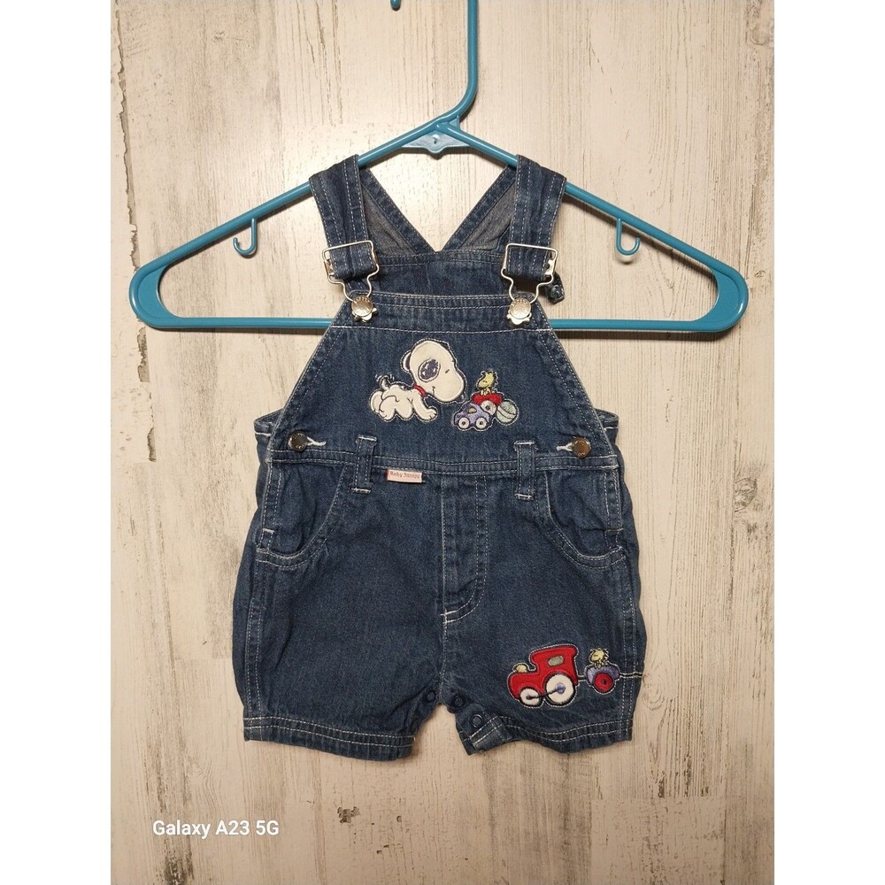 Vintage Baby Snoopy Overall Shorts Size 3-6 Months